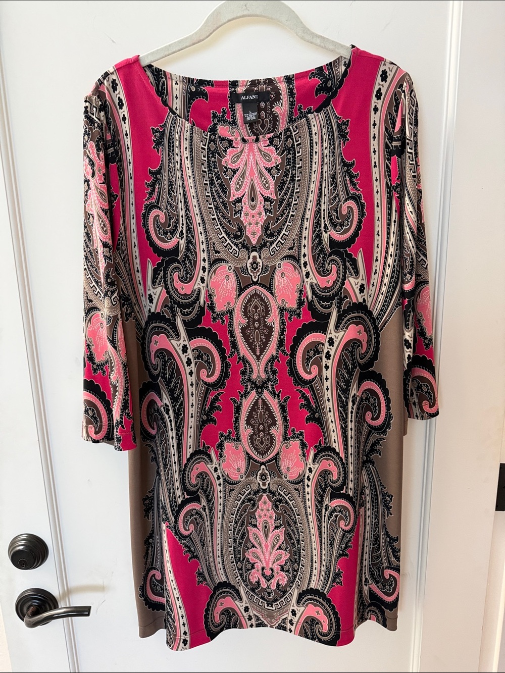 Alfani pink and taupe paisley stretch tunic L